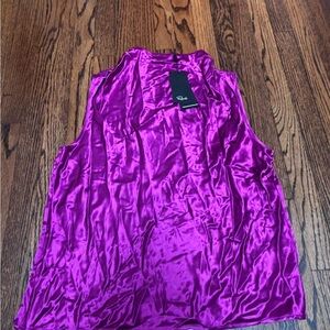 Rails Fuchsia Satin Top NWT M purple blouse tee shirt turtleneck sold out trend